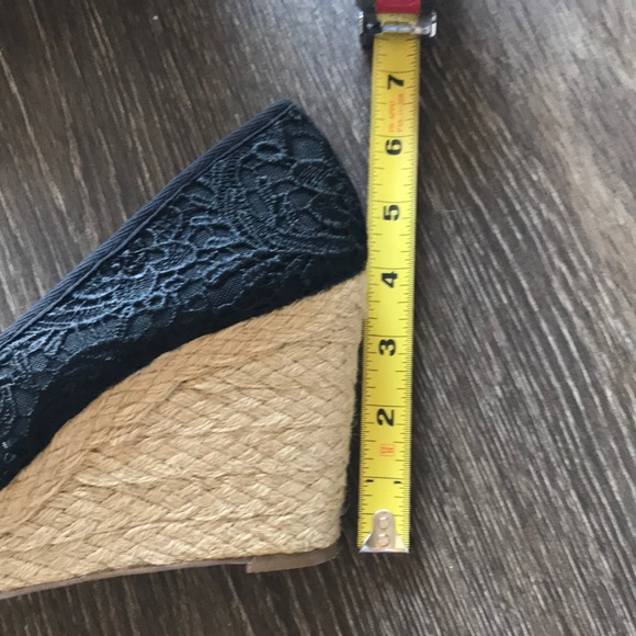 SOLD ✨ Kelly & Katie Wedge Lace Peep Toe Bow Sandal Heel - Picture 12 of 12